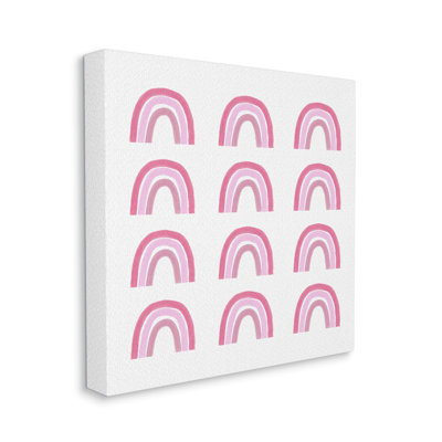 Motif de formes arc-en-ciel rose à rayures, conception décontractée surdimensionnée, art numérique sur toile par Amy Brinkman