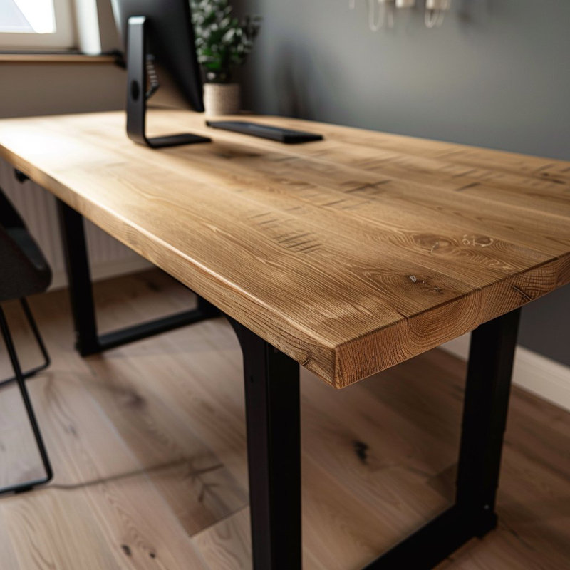 Rustic Office Desk - Chunky U Legs, 76cm H x 45cm W x 120cm D