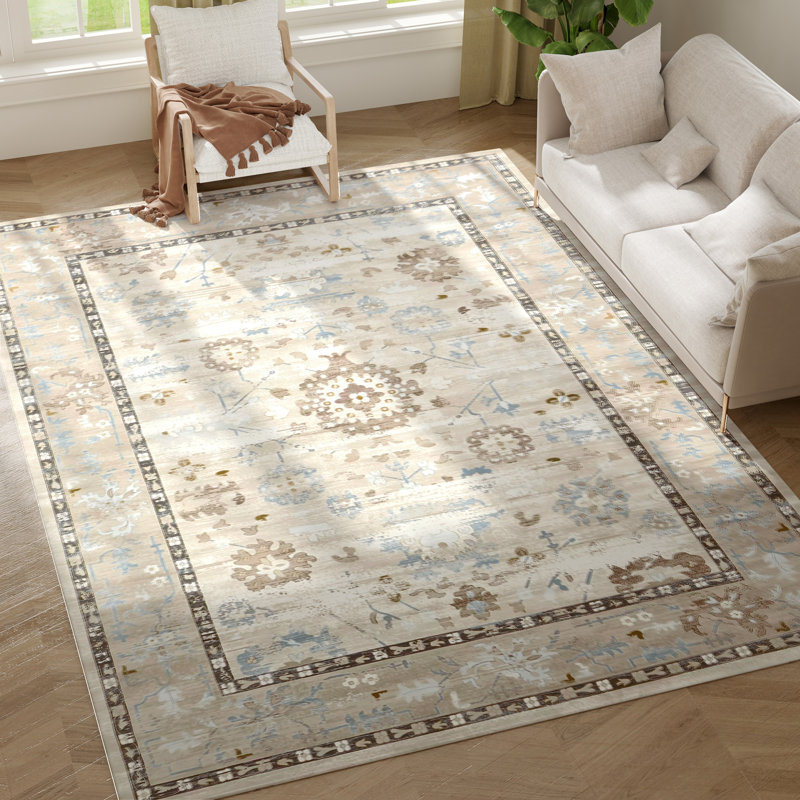 Washable Area Rugs 6x9 Polyester Boho Modern Rug For Living Dining Room