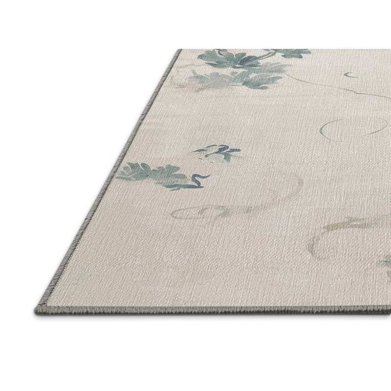 Machine Washable Gray Area Rug, Rectangle 7' x  9'