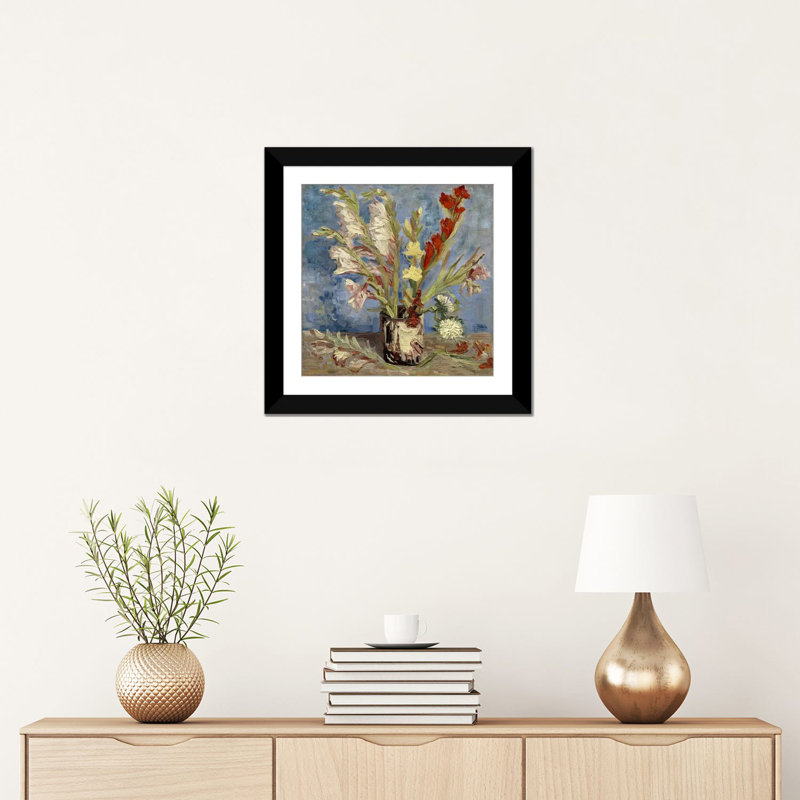«Vase with Gladioli and China Asters, 1886» par Vincent Van Gogh, reproduction d'art sur toile, H 24 po x l 24 po x P 1 po