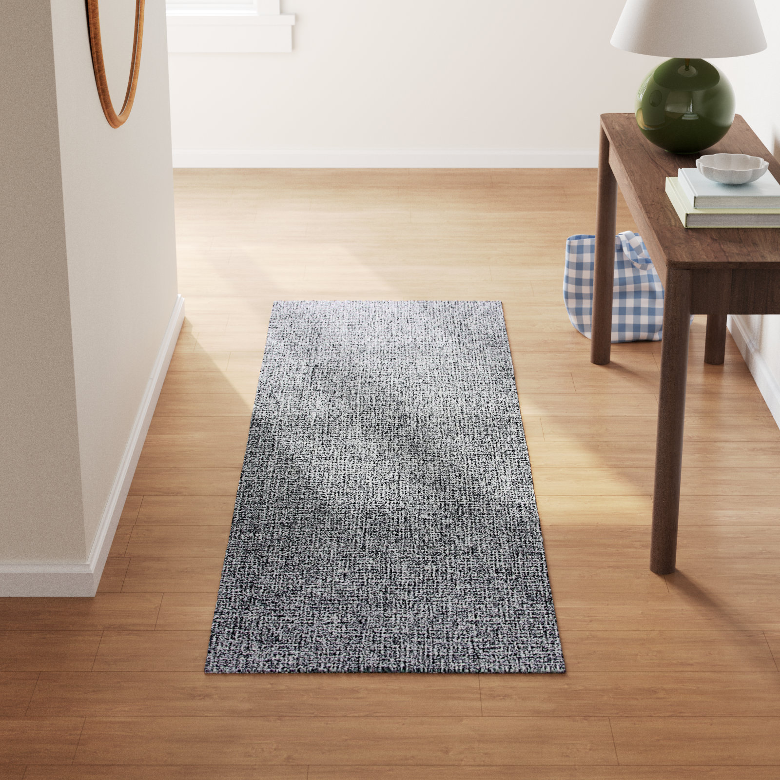 Britley Black White Hand-Tufted Wool Rug, Runner 2'6" x 8'