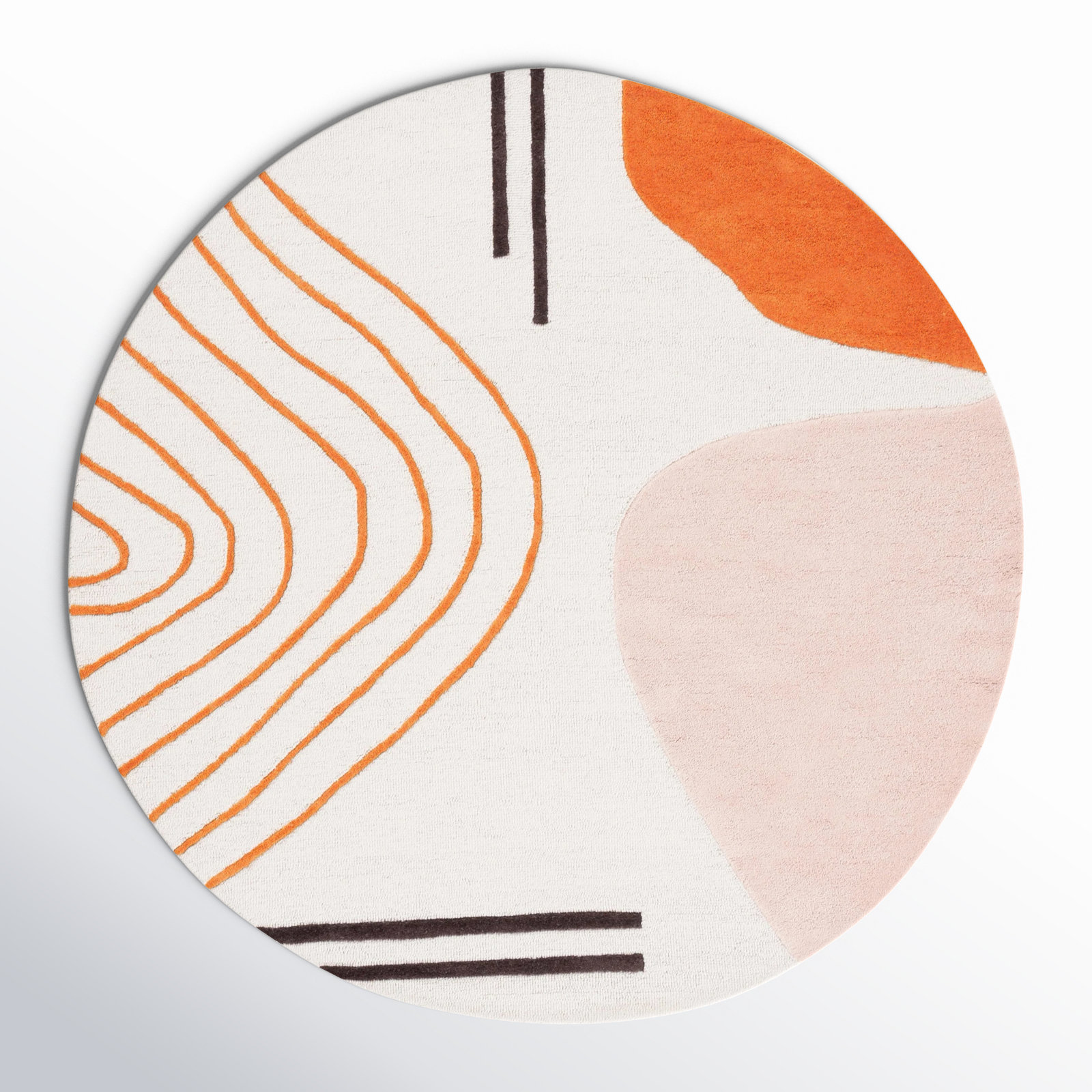 Felipe Ivory Rust Hand-Woven Abstract Wool Rug, Round 8'