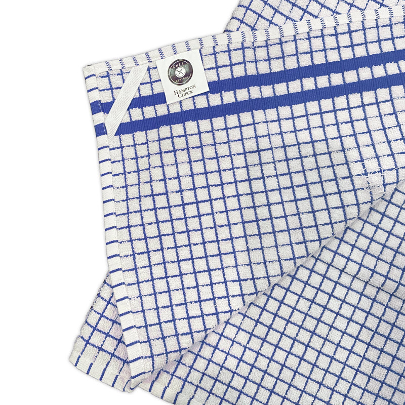 Serviette de cuisine en coton à carreaux, Bleu