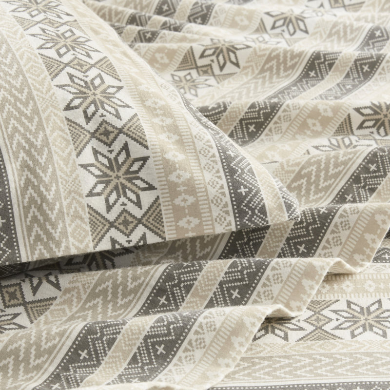 Drap en flanelle 100% coton à imprimé grand lit - confortable et pour une bonne nuit de sommeil, plusieurs impressions disponibles, comprend un drap plat, un matelas ajusté de 14 po, 2 taies d'oreiller, lavable à la machine, ultra doux