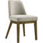 7 chaises de salle à manger rectangulaires avec finition chêne brun, bois d'hévéa et chaises rembourrées brun clair pour table moderne