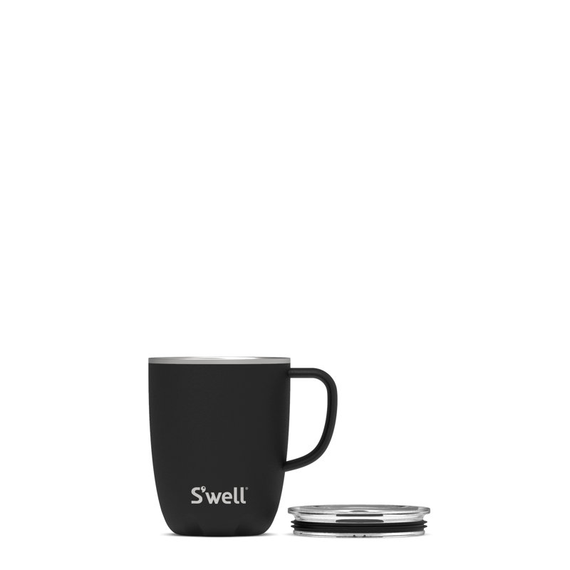 Onyx Black Stainless Steel 12oz Travel Mug with Handle