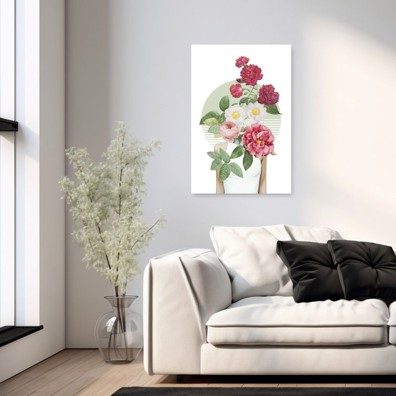 Surreal Rose Portrait Abstract Contemporary Elegant Rose Flower Nature Wall Art Print 1 Piece Wrapped Canvas Wall Art