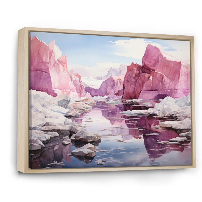 " Pink Iceberg Arctic Mirage ", Cadre naturel flottant, H 30 po x l 40 po x P 1,5 po