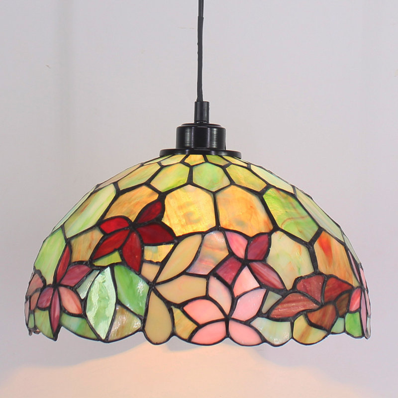 Tiffany Chain Pendant Lighting Tall 181 Inch, 8 Inch Small Stained Glass Shade Mini Hanging Lamp, 31" H x 12" W x 12" D