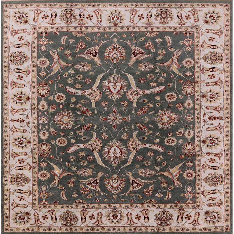 Tapis oriental vert / rouge Lok, Carré 4 pi