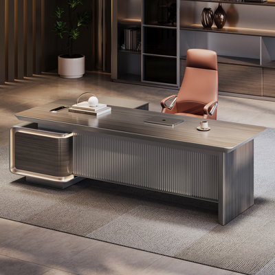 86.61"Modern minimalist L-shaped executive desk