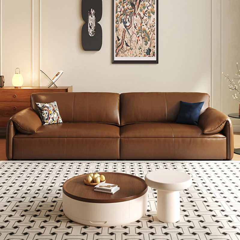 Canapé modulaire en cuir véritable brun Brownness