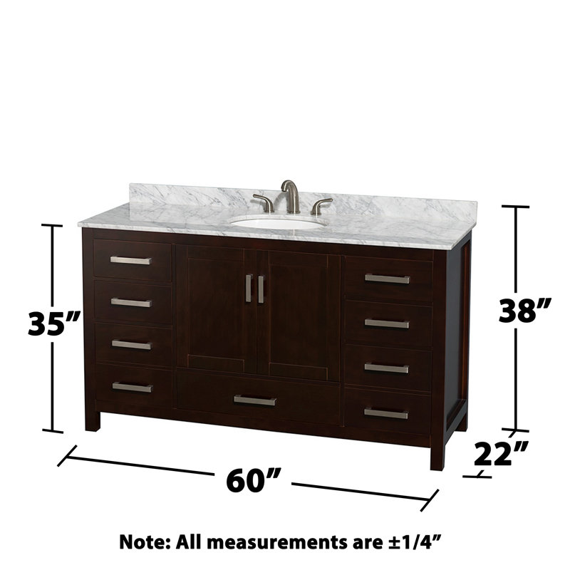 Sheffield 60" Single Bathroom Vanity Set with Mirror, Espresso, 8" widespread