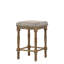 Ensemble de 2 tabourets de comptoir traditionnels avec finition chêne, assise en tissu beige et garniture cloutée pour un repas confortable