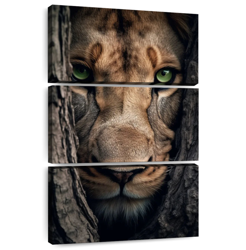 Brampt Hiding Lioness, 74" H x 48" W