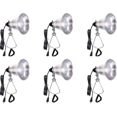 Simple Deluxe Clamp Lamp Light with 5.5 Inch Aluminum Reflector up to 60 Watt E26 (no Bulb Included) 6 Feet Cord, 6 Pack