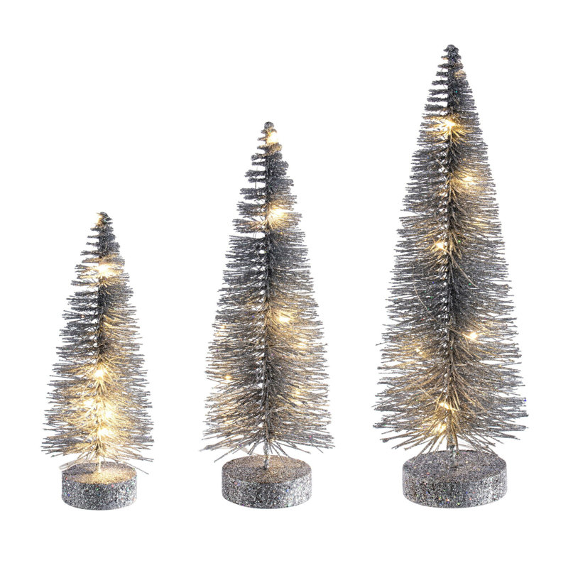 Ensemble d'arbre à brosse pour bouteilles 8 "-10" -12 "., Blanc chaud, Argent argent, H 1 pi