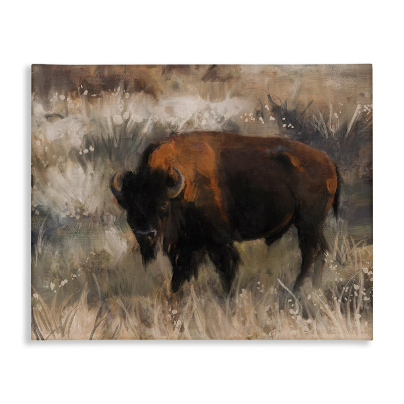 Art mural traditionnel sur toile Range Bison par Nina Blue, H 16 po x l 20 po