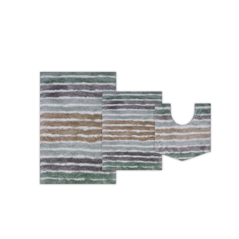 Bathroom Rugs Set of 3, Ultra Soft Microfiber Mats, Absorbent & Quick Drying, Non-Slip Rubber Backing, Machine Washable Bathroom Mats, Sink – 17x24, 20x32, 20x20 Green