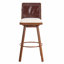 Tabouret de bar d'intérieur rembourré pivotant avec structure en métal, finition noyer et revêtement beige, ensemble de 2