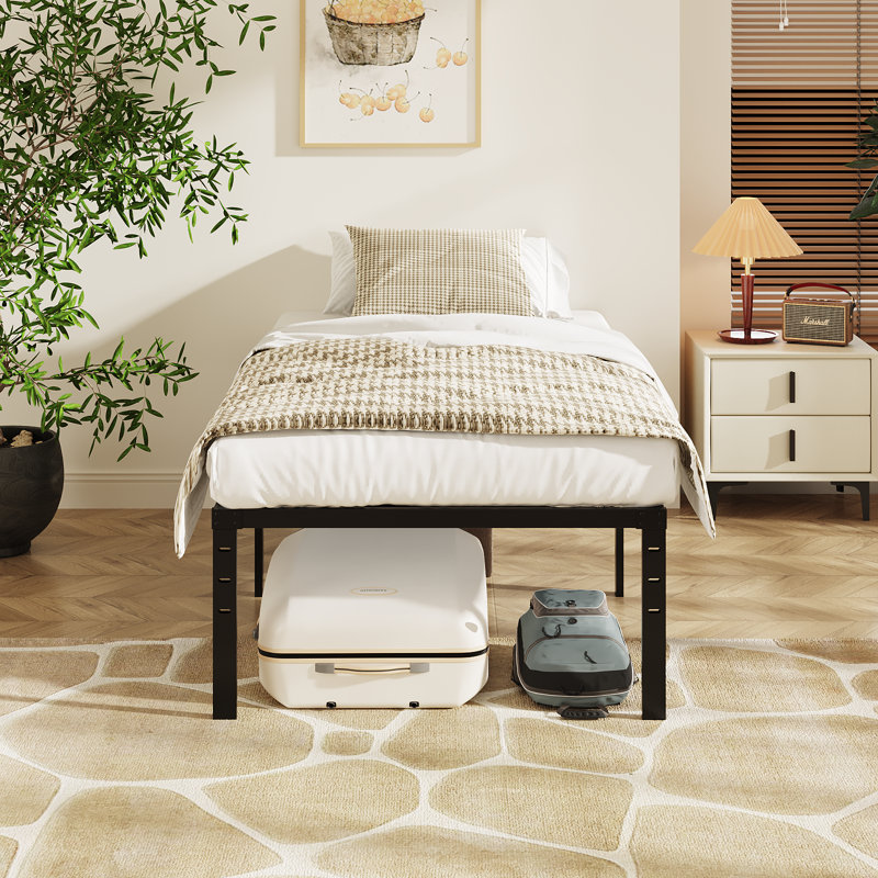 Structure de lit robuste, lit plateforme en métal sans sommier, Très grand lit, 12"
