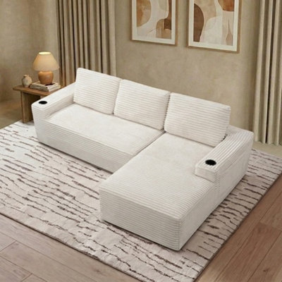 104" Modular Sectional Sofa for Living Room for Living Room Oversized Cloud Couch with L-Shape Chaise with Cup Holder Storage bag