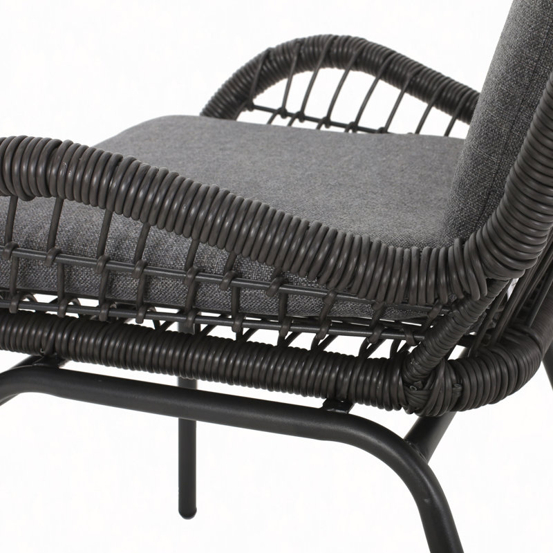 Chaise de patio avec coussins (ensemble de 2), Gris, Noir