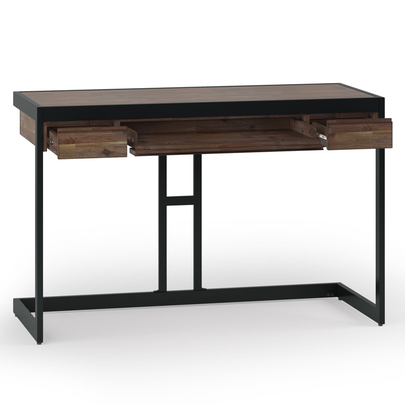 Bureau d'écriture Erina, H 31 po x l 48 po x P 22 po, Brun rustique naturel vieilli / noir mat