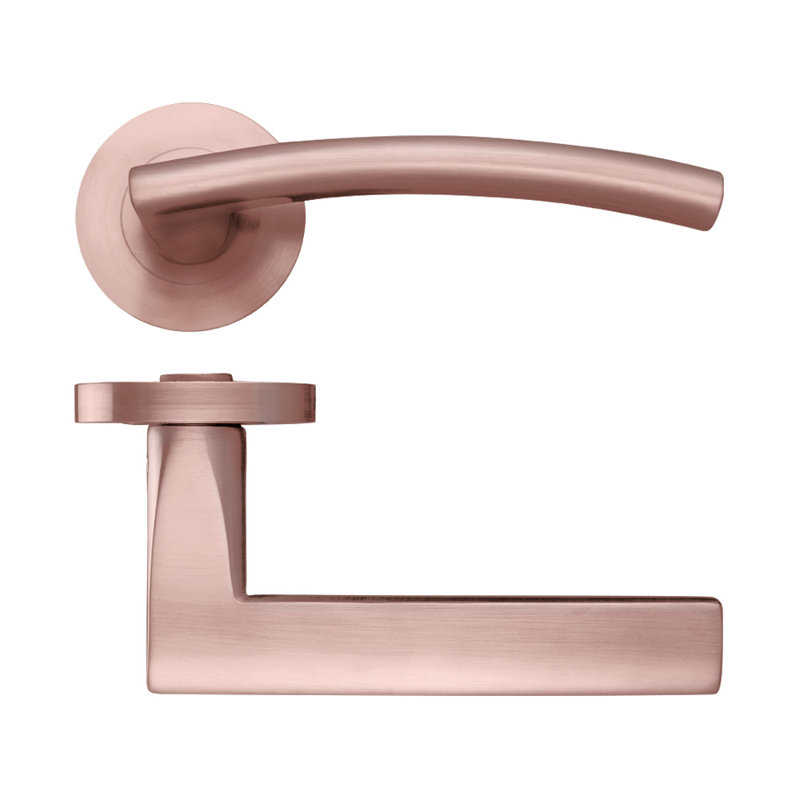 Amalfi Latch Door Handle, Tuscan Rose Gold