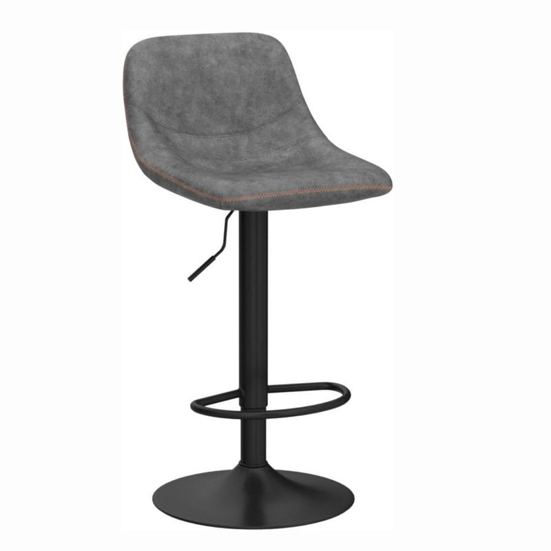 Adjustable Brown Leather Swivel Bar Stools with Footrest
