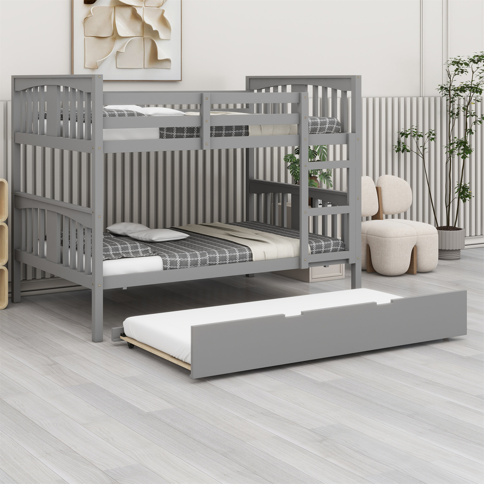 Harriet Bee Bunk Bed With Trundle Bed And Ladder - Wayfair Canada