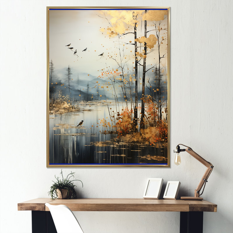 Tonalisme «Misty Morning Reverie II», reproduction sur toile, H 44 po x l 34 po x P 1,5 po, Cadre flottant doré