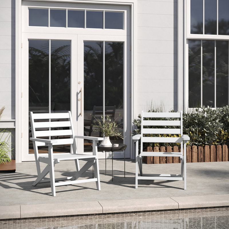 Chaise de salle à manger toutes saisons avec porte-gobelet pliable Adirondack, Blanc