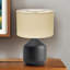 Abat-jour ovale en lin beige-122872970