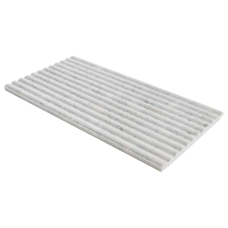 Terrazzo Italy Fluted 12x24 Honed Terrazzo Tile, Sacra Bianco White