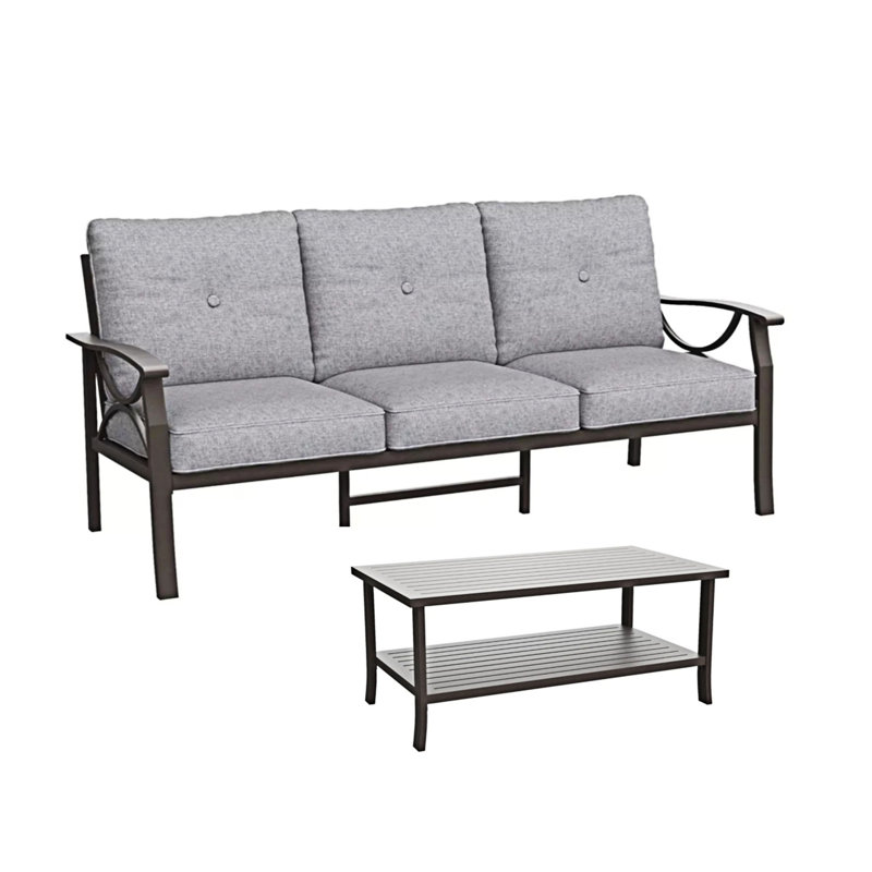 2 Piece Outdoor Patio Set, Gray, Khaki