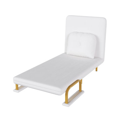 White Folding Sofa Bed 3-In-1 Convertible Chair - 5-Position Adjustable Backrest With Pillow, Suitable For Living Room, Bedroom, And Office