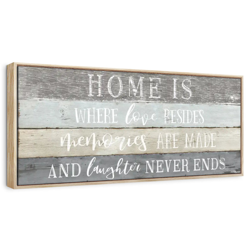Enseigne murale Home Is Where Love Resides, 46 po x 16 po, Cadre flottant en bois naturel