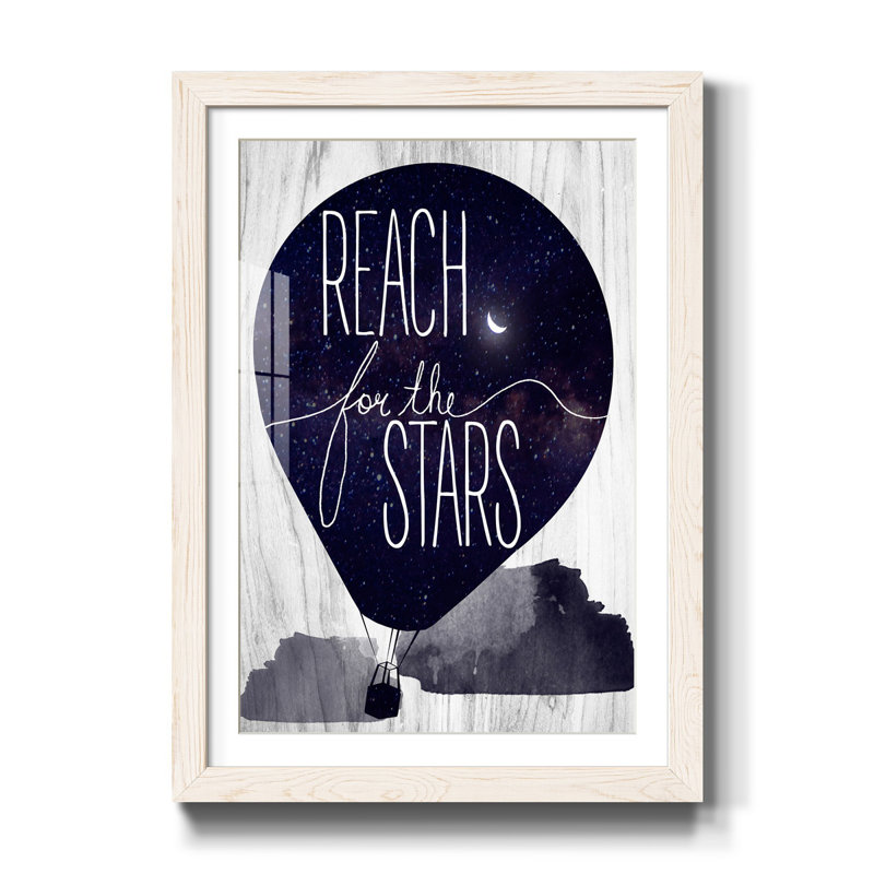 Reach for the Stars - Reproduction d'art textuel sur papier encadré, H 44 po x l 31 po x P 1 po, Blanc