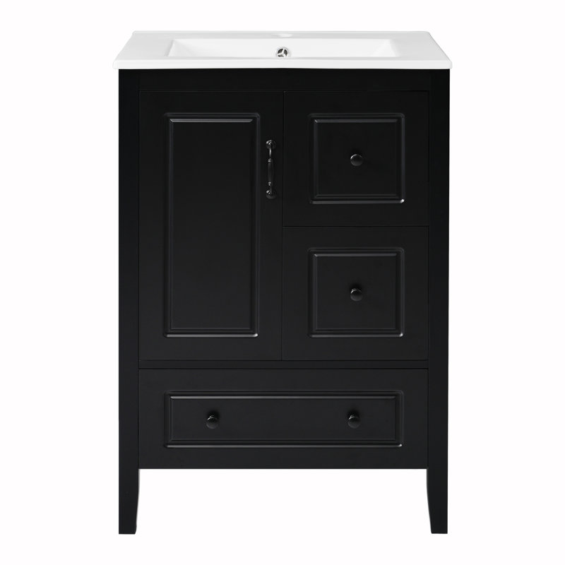 Meuble-lavabo de salle de bain avec lavabo, Noir
