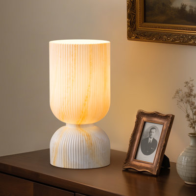 Lampe de table 9,5 "en verre marbré avec ampoule DEL, 3 températures de couleur