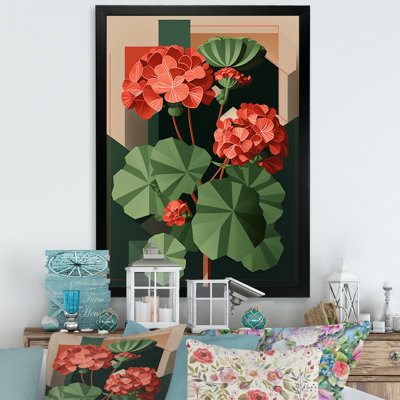 «Geranium florissant en couleurs rétro III», art mural sur toile florale