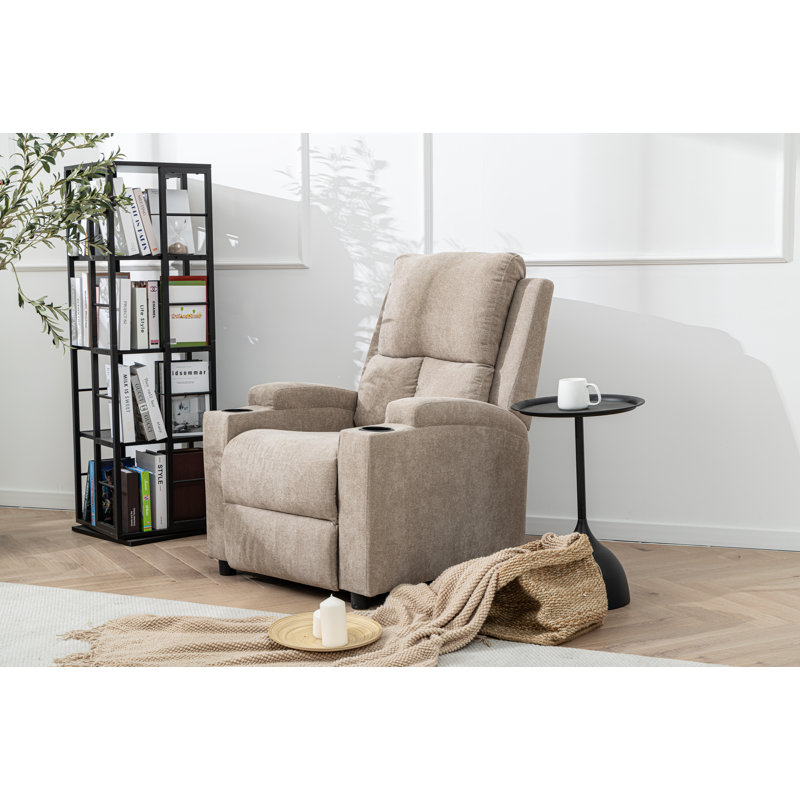 40.55Inch Height Power Recliner Chair, Breathable Fabric Single Overstuffed Recliner Sofa With USB Charge Port For Living Room