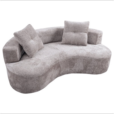 79.5"  3 Seater Couch for Living Room, Boneless Couch with 2 Pillows,Upholstered Floor Sofa