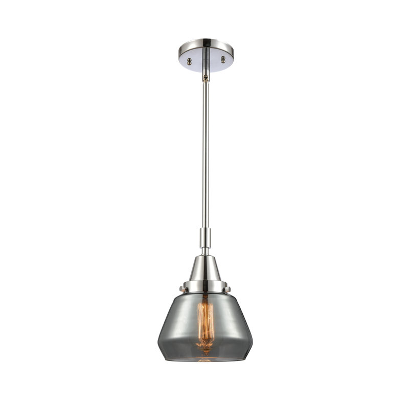 Luminaire suspendu conique à 1 lumière Cahn, Plaqué couleur fumée, Chrome poli, Ampoule non incluse