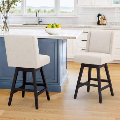 Set Of 2 Indoor/Outdoor Modern Classical Rotatable Bar Chair, City Armless Swiveling Bar Chair With Soild Wood Legs, Modern Counter Stool