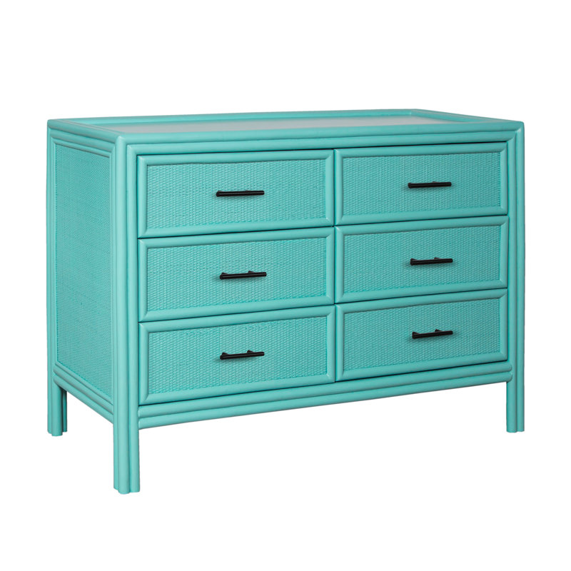Commode double 6 tiroirs Aruba, Turquoise
