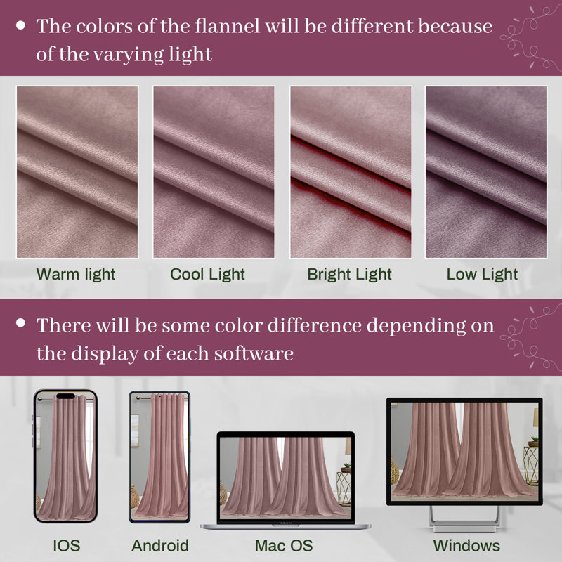 Velvet Blackout Curtain Pair, 52" W x 84" L, Pink