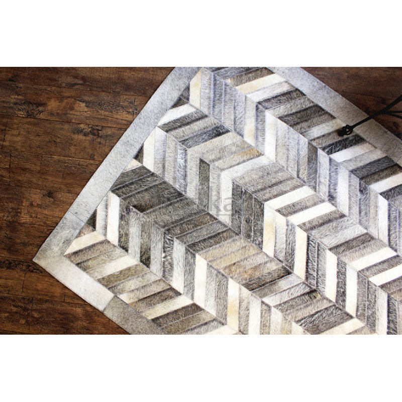 Mckinney Chevron Cowhide Hand Woven Area Rug, Rectangle 180 x 240cm